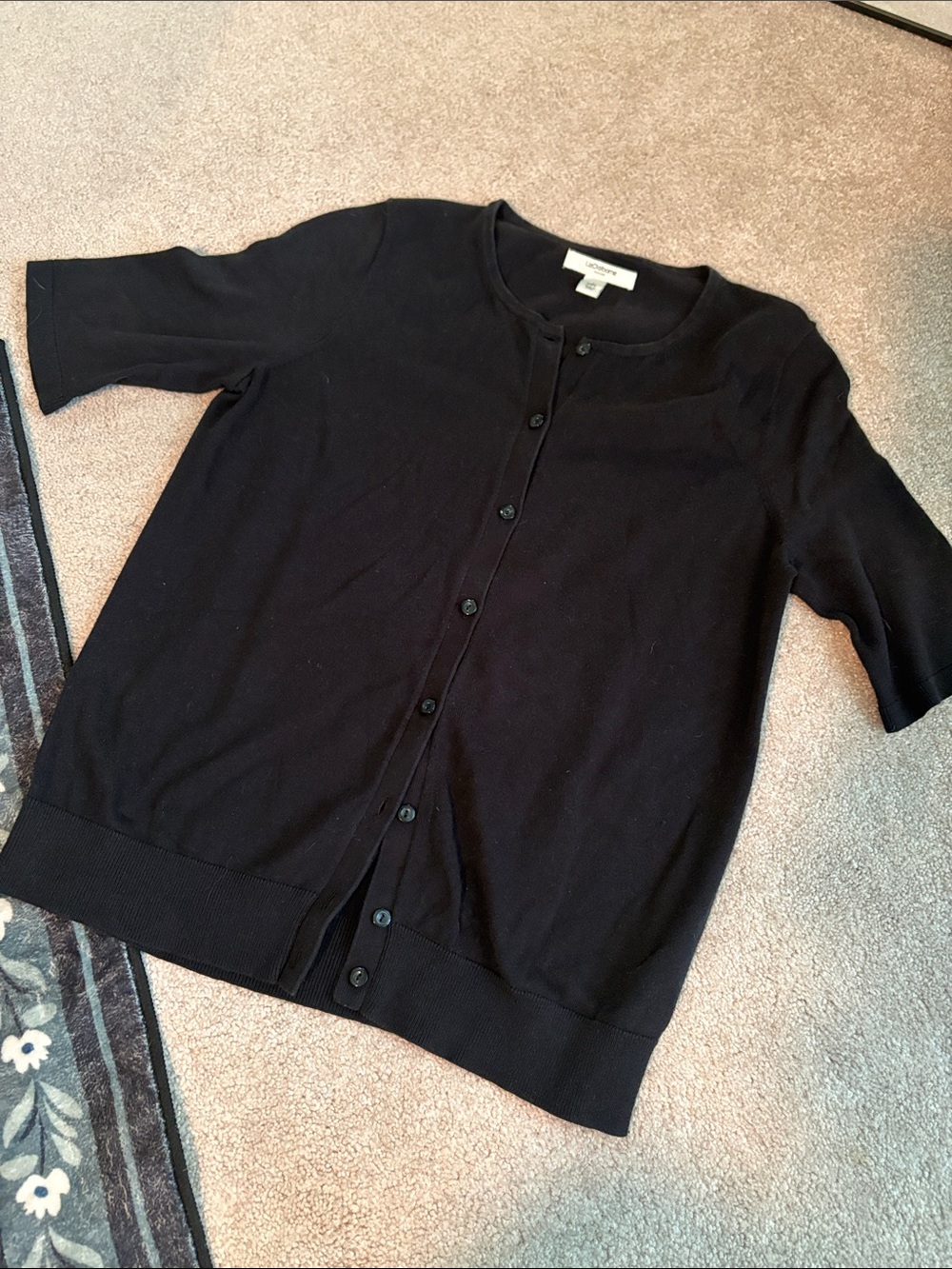Liz Claiborne Black Short-Sleeve Button Cardigan